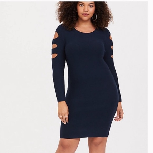 torrid Dresses & Skirts - Torrid Cut Out Sweater Dress Navy Blue Size 2X